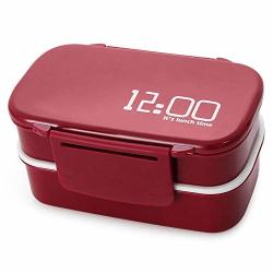 Zcf Multi-layer Plastic Lunch Box Large-capacity Microwave Oven Box Buckle Plastic Lunch BOX12-POINT Color : Red