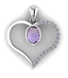 Cd Designer Jewelry 1.01CT Amethyst & Clear Cz Heart Pendant In 925 Sterling Silver