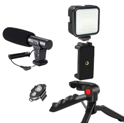 Vlogging Kit With Tripod LED Video Light And Phone Holder