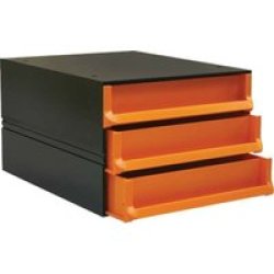 Bantex Texo Modular 3 Drawer Storage System - Orange