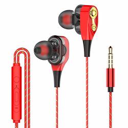 Ytgood Mobile Phone Supplies Earbuds Dual Drive Stereo Wired Earphone In-ear Bass Earbuds For Iphone Samsung 3.5MM Sport Gaming Headset With MIC Red