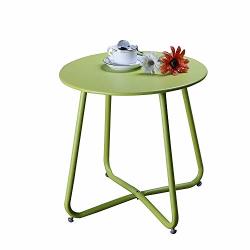 Grand Patio Round Metal Side end Table Steel Patio Coffee Table For Bistro Porch Weather Resistant Outside Table Small Lime Green