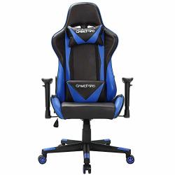 High Back Pu Leather Swivel Gaming Chair With Adjustable Armrest Lumbar Support Headrest Video Game Chair Racing Office Chair BLUE2