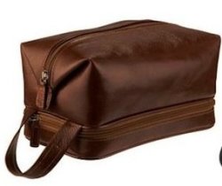 ADPEL Italian Leather Toiletry Bag Brown
