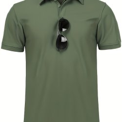 Plus Size Men's Trendy Buttons Solid Color Golf Shirts Casual Comfy And Breathable Tops Men's Clothing For Big & Tall