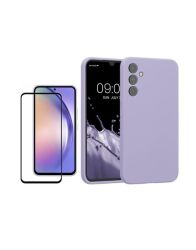 Silicone Phone Case & Screen Protector Combo For Samsung Galaxy A14-PURPLE