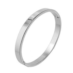 7TH Element Polished Stainless Steel Bracelet Classical Band Bangle For Womens Mens Silver 6MM 6.3INCH