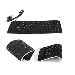 Lookatool Portable USB MINI Flexible Silicone PC Keyboard Foldable For Laptop Notebook Black Compatibility For Laptop Notebook Desktop Computers