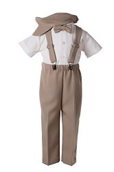 Tuxgear Baby-boys Khaki Tan Suspender Pant Set And Pageboy Cap 12 To 18 Months 12 To 18 Months