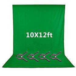 Neewer 10X12 FEET 3X3.6 Meters Green Chromakey Fiber Backdrop Background Screen For Photo Video Studio 4 Pieces Backdrop Clamps Included Ideal For Portraits And Product Shooting