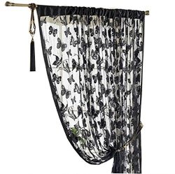 Ruiwen Home Curtains Butterfly Fringe String Kitchen Curtain Panel Bedroom Living Room Design Curtain Black