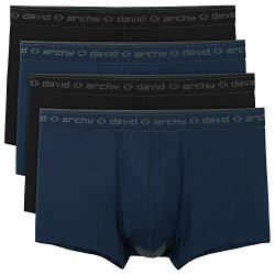 David Archy Men's 4 Pack Micro Modal Separate Pouches Trunks L Black navy Blue