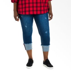 Plus Size Tape Cuff Cropped Jeans