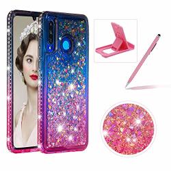 Liquid Clear Case For Huawei P30 Lite Soft Tpu Cover For Huawei P30 Lite Herzzer Luxury Creative Gray Pink Gradient Color Love Hearts Quicksand