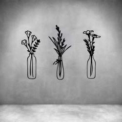 3 Piece Glass Vases With Flowers - Grey L 1000 X H 700MM