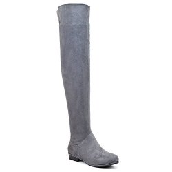 Womens Over The Knee High Flat Ladies Long Faux Suede Thigh High Boots Size 3-8 10 B M Us Grey Faux Suede