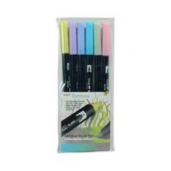 Dual Tip Blendable Brush Pens - Pastel Colours Pack Of 6