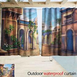 Marymunger Indoor outdoor Top Curtain City Ancient Babylon City Gardens Simple Stylish Waterproof W72X63L Inches