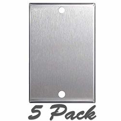 Stainless Steel Single Gang Blank Wall Plates - 5 Pack