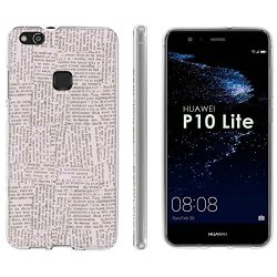 Huawei P10 Lite Tpu Silicone Phone Case Mobiflare Clear Ultraflex Thin Gel Phone Cover - Newspaper Wrap For Huawei P10 Lite 5.2" Screen