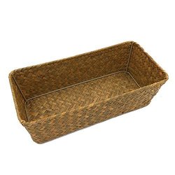 Bathroom&Home Desktop Organizer Baskets Pure Hand-Woven Seagrass Storage Basket 