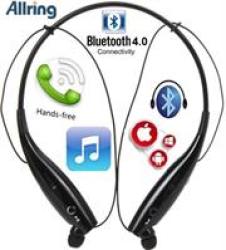 AllRing HBS730 Flexible Bluetooth Ver 4.0 Wireless Hand Free Sports Stereo Neckband Style Earphones Headset in Black
