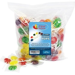 Lollipops Classic Flat Pops Assorted Flavors 4 Lb Bulk Candy