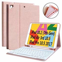 Ipad 7TH Generation Case Keyboard 10.2" 2019 Keyboard Case For Ipad Air 3 10.5" 2019 3RD Gen ipad Pro 10.5 Inch 2017-DETACHABLE Wireless Bluetooth Keyboard Magnetic Smart Case With Pencil Holder