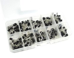 WINGONEER 10Values 200PCS NPN PNP Power Transistor Assortment Assorted Kit BC327-BC558 with Clear Plastic Box 