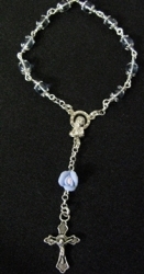 Pale Blue One Decade Rosary With Blue Porcelain Rose