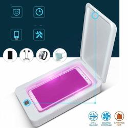 Portable Smart Phone Sterilizer Uv Cell Phone Sanitizer For Quick Cleaning & Disinfection LED Aromatherapy Function Disinfector Phone Cleaner Box With USB Charging For