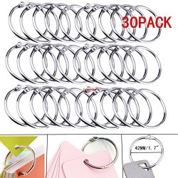 Lsgoodcare Metal Loose Leaf Binder Rings With 1.7 Inch Interior Diameter Silver Openable Rings For Book Key Chain Photo Card Paper Organization Curtain Ect Pack