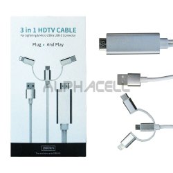 Cable - 3 In 1 Hdtv Lightning Micro USB & Type C