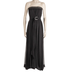Malene Birger Leather And Silk Strapless Maxi Dress With Belt - M