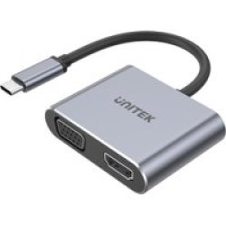 UNITEK Usb-c To HDMI & Vga Adapter 10CM Space Grey