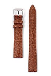Speidel Genuine Leather Watch Band 12MM Honey Cowhide Buffalo Grain Replacement Strap Stainless Steel Metal Buckle Clasp Watchband Fits Most Watch Brands