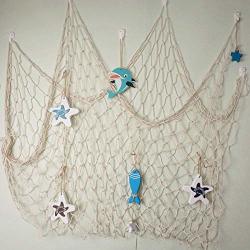 Bilipala Mediterranean Fishing Net Decoration, Fish Netting With Seashell  Decor, Nautical Party Decorations, Blue