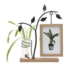 Sumgar Rustic Picture Frames 4X6 For Desk Metal Tree Wooden Photo Frame Double Sided With Bud Vase