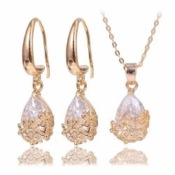 Beautiful Gold Plated Necklace And Earrings Set