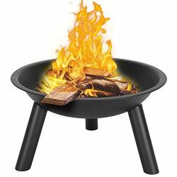 RICHMAN789 Fire Pit Bowl Iron Outdoor Burning Patio Wood Heater Garden Cast Black Backyard Fireplace Inch Bbq 22 Inches