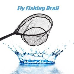 Fly Fishing Brail Landing Net Nylon Fishing Net With Abs Handle Aluminum Alloy Frame