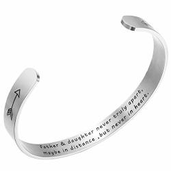Dec.bells Jewellery Gift For Dad Cuff Bracelet Father And Daughter Never Truly Apart Maybe In Distance But Never In Heart