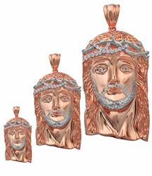 Harlembling Solid 925 Sterling Silver Iced Out Jesus Piece Pendant - 14K Rose Gold Plated - Men's - Great For Any Chain Medium 1.75"