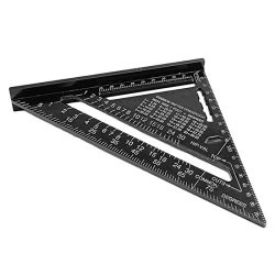 Qixinstar Triangular Measuring Ruler 7 Inch Metric Aluminum Alloy Speed Square Roofing Triangle Angle Protractor Trammel Tools