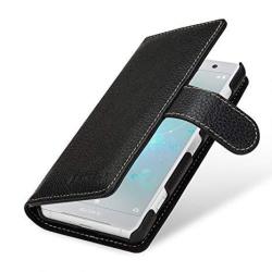 Stilgut Sony Xperia XZ2 Compact Case. Flip Leather Wallet Cover With Card Slots For Xperia XZ2 Compact Black
