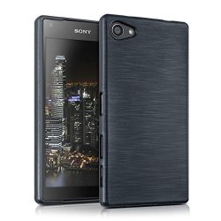 Kwmobile Tpu Silicone Case For Sony Xperia Z5 Compact Design Brushed Aluminium Anthracite Transparent - Stylish Designer Case Made Of Premium Soft Tpu