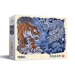 Puzzlelife 1000 Piece Jigsaw Puzzles ????? ????? Black Dragon & Tigers Oriental Painting