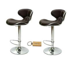 Bar Stools Breakfast Kitchen Counter Chairs - 2 Pack - Brown + Keyring