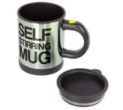 Self- Stirring Mug - Black & Silver