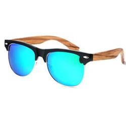 Bamboo Wood Sunglasses Ablibi Mens Womens Handmade Semi Rimless Polarized Wooden Clubmaster Sunglasses